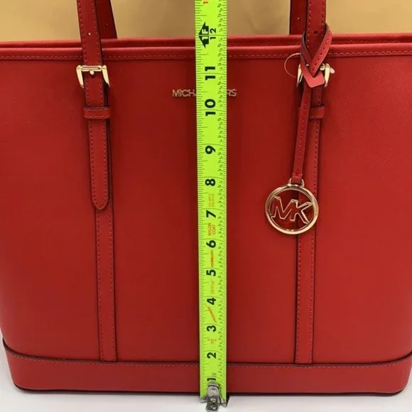 MICHAEL KORS JET SET TRAVEL LARGE TOP ZIP SHOULDER TOTE FLAME - Picture 9 of 15